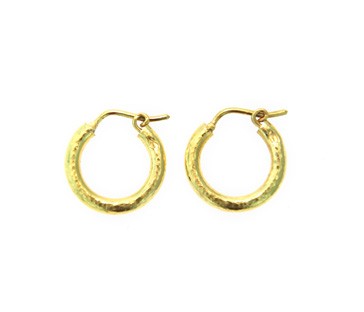 Elizabeth Locke Hammered Big Baby Hoop Earrings in 19kt Yellow Gold