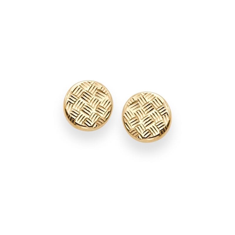 Textured Button Stud Earrings in 14kt Yellow Gold