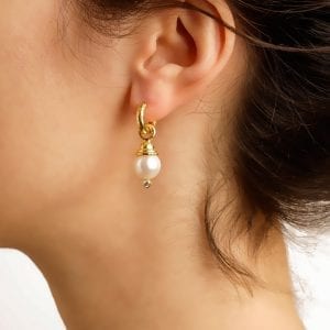 Elizabeth Locke 19kt Yellow Gold Pearl Earring Pendants with Diamonds