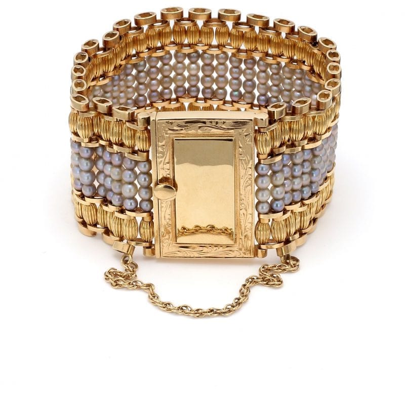 Bailey's Estate Seed Pearl and 14k Yellow Gold Bracelet