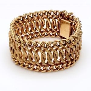 estate gold wide chain bracelet with clasp