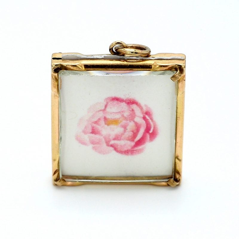 Bailey's Estate Glass Locket in 14k Yellow Gold