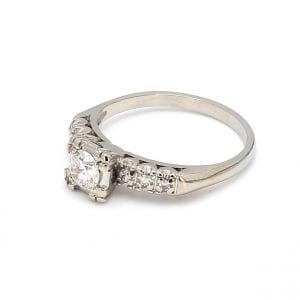 Bailey's Estate Ring With Square Illusion Head in 14k White Gold