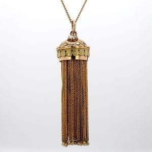 Bailey's Estate Tassel Pendant with Diamond and Enamel in 14k Yellow Gold