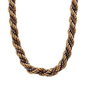 Bailey's Estate Twist Rope and Box Chain Necklace in 14k Yellow and White Gold