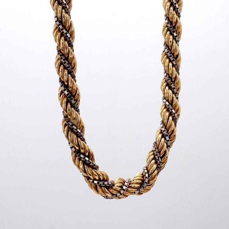 Bailey's Estate Twist Rope and Box Chain Necklace in 14k Yellow