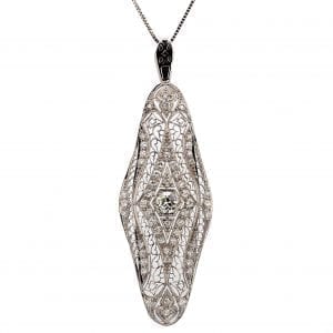 Bailey's Estate Filigree Diamond Pendant Necklace in 14k White Gold