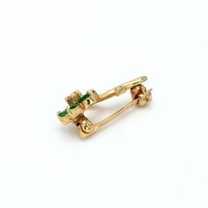Bailey's Estate Flower Pin with Emeralds and Diamonds in 14k Yellow Gold