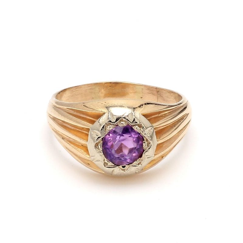 Bailey’s Estate Amethyst Ring with Wide Band in 14k Yellow Gold ...