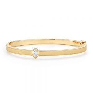 yellow gold bracelet with marquise diamond accent