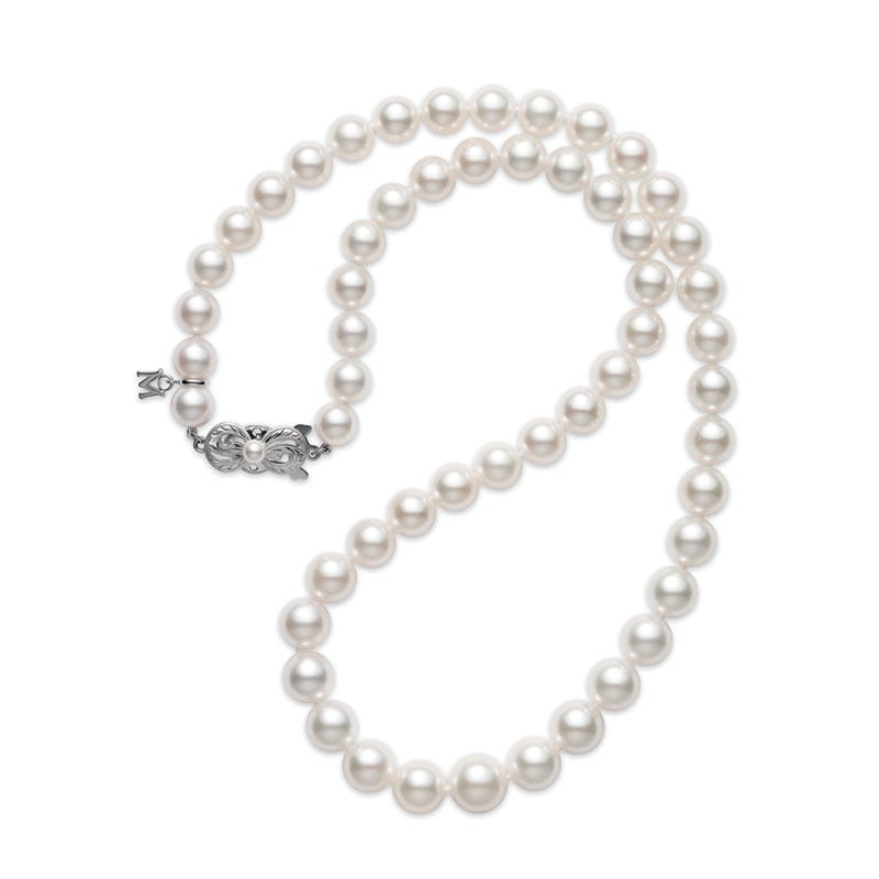 Mikimoto Akoya Cultured Pearl Graduated Strand Necklace in 18kt White Gold