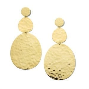 Ippolita Classico Large Crinkle Hammered Snowman Earrings in 18kt Yellow Gold