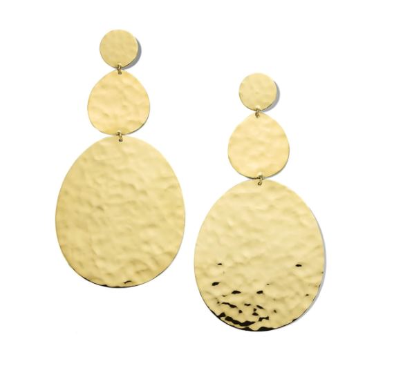Ippolita Classico Large Crinkle Hammered Snowman Earrings in 18kt Yellow Gold