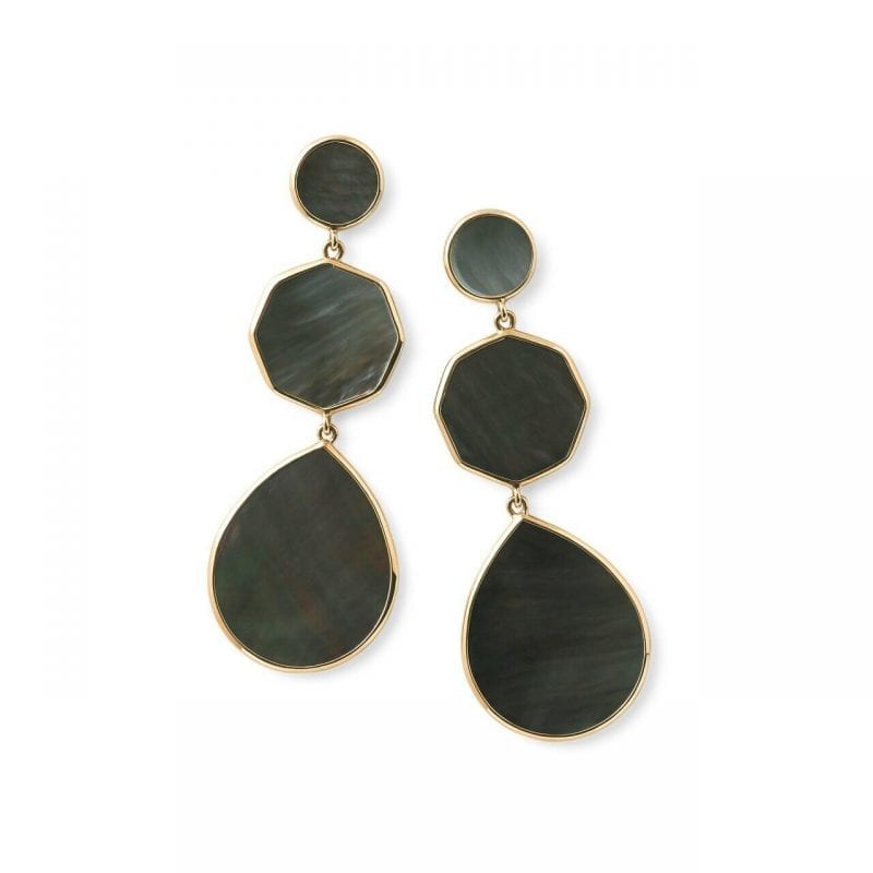 Ippolita Black Shell 3-Stone Drop Earrings in 18k Yellow Gold