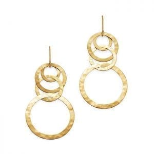 Ippolita Classico Crinkle Hammered Circle Drop Earrings in 18K Gold