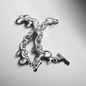 2 silver chain link bracelets