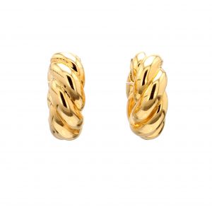 Cable Huggie Hoop Earrings in 14k Yellow Gold