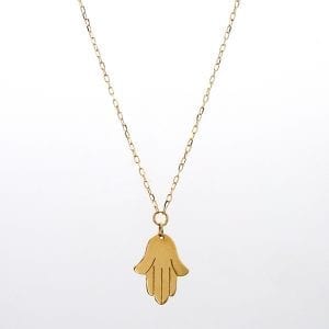 Hamsa Pendant Necklace in 14k Yellow Gold