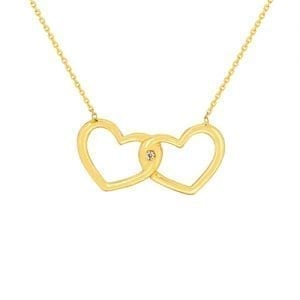 Interlocking Heart Necklace in 14k Yellow Gold Necklaces & Pendants Bailey's Fine Jewelry