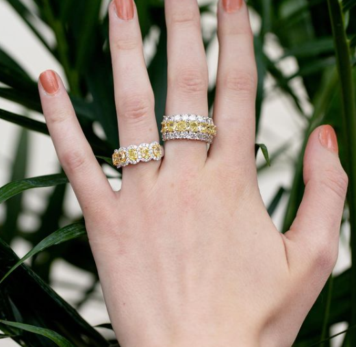 Large 3 carat emerald cut Yellow Diamond Ring - South Bay Jewelry
