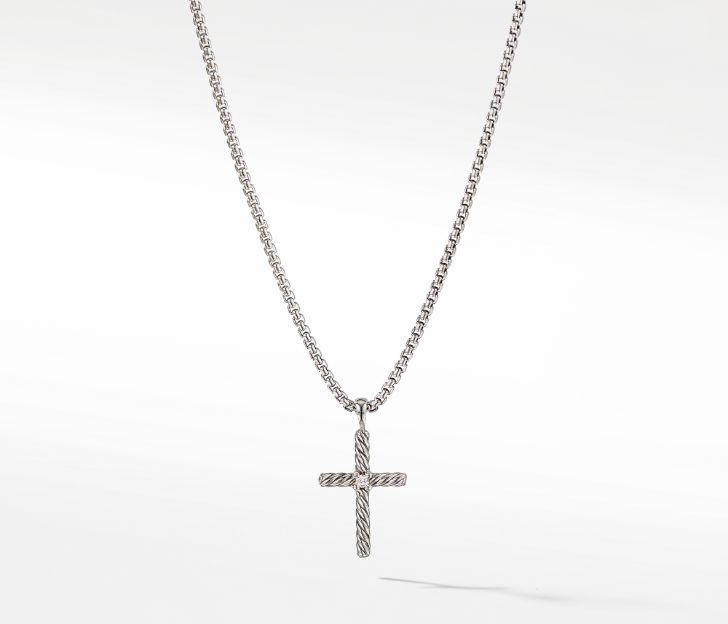 David Yurman Cross Necklace with Diamond, 18 IN