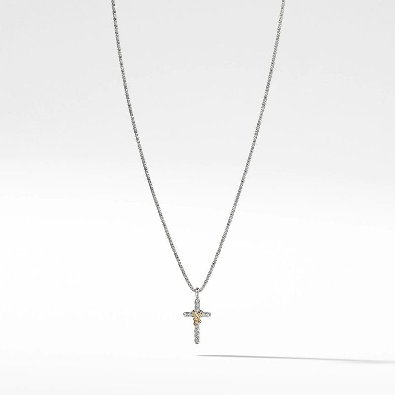 David Yurman X Cross Necklace with Gold, 18 IN