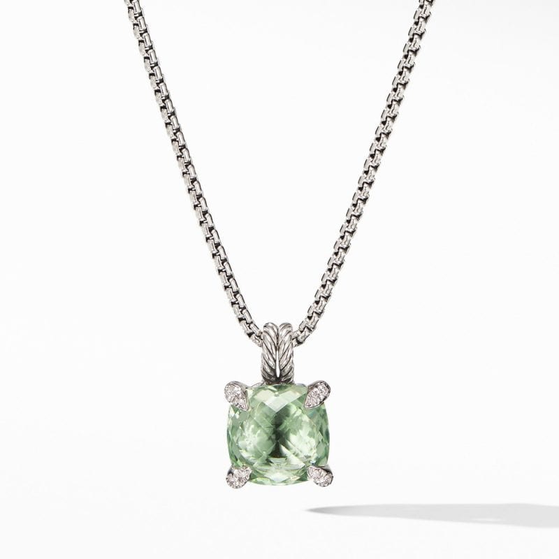 David Yurman Chatelaine Pendant Necklace with Prasiolite and Diamonds, 18 IN