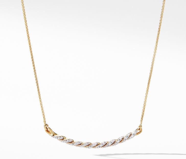 David Yurman Paveflex Station Necklace with Diamonds in 18K Gold, 16 IN