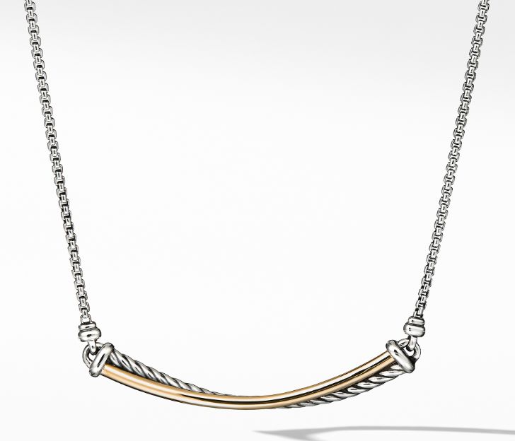 David Yurman Crossover Bar Necklace with 18K Gold, 17 IN