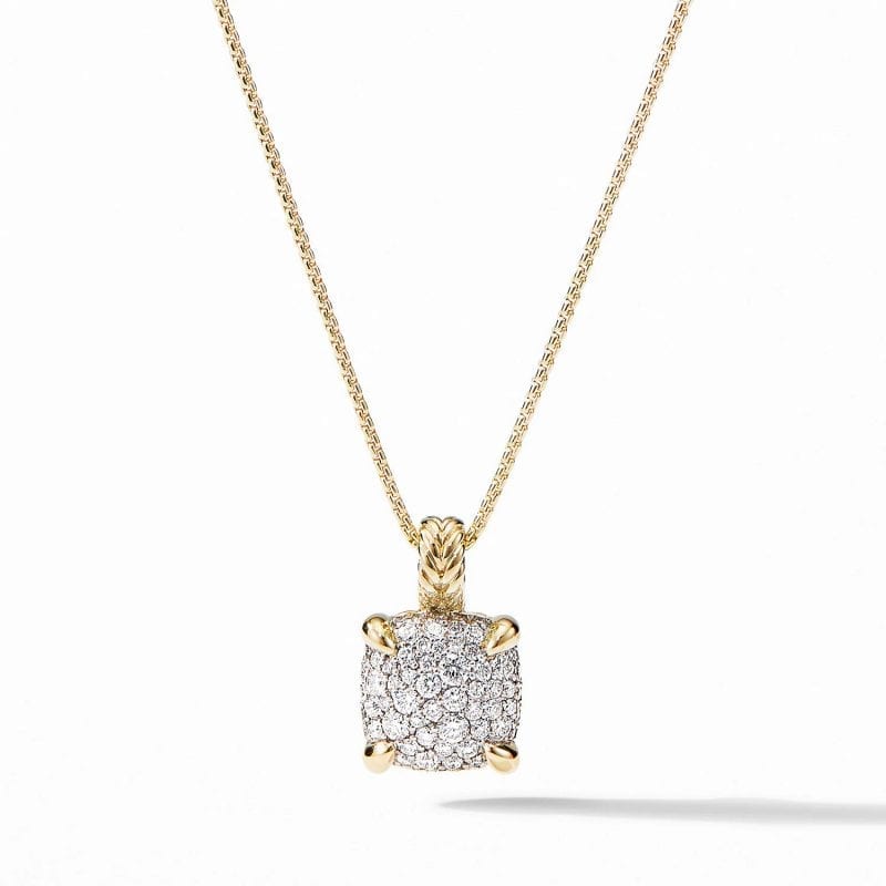 David Yurman Chatelaine Pendant Necklace in 18K Yellow Gold with Full Pave Diamonds, 18 IN