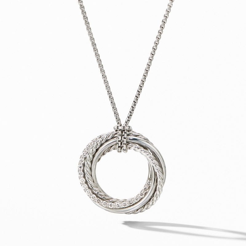 David Yurman Crossover Pendant Necklace with Diamonds, 18 IN