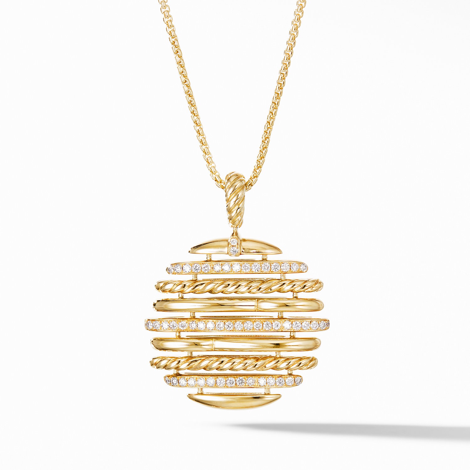 David Yurman Tides Pendant Necklace in 18K Yellow Gold with Pav ...