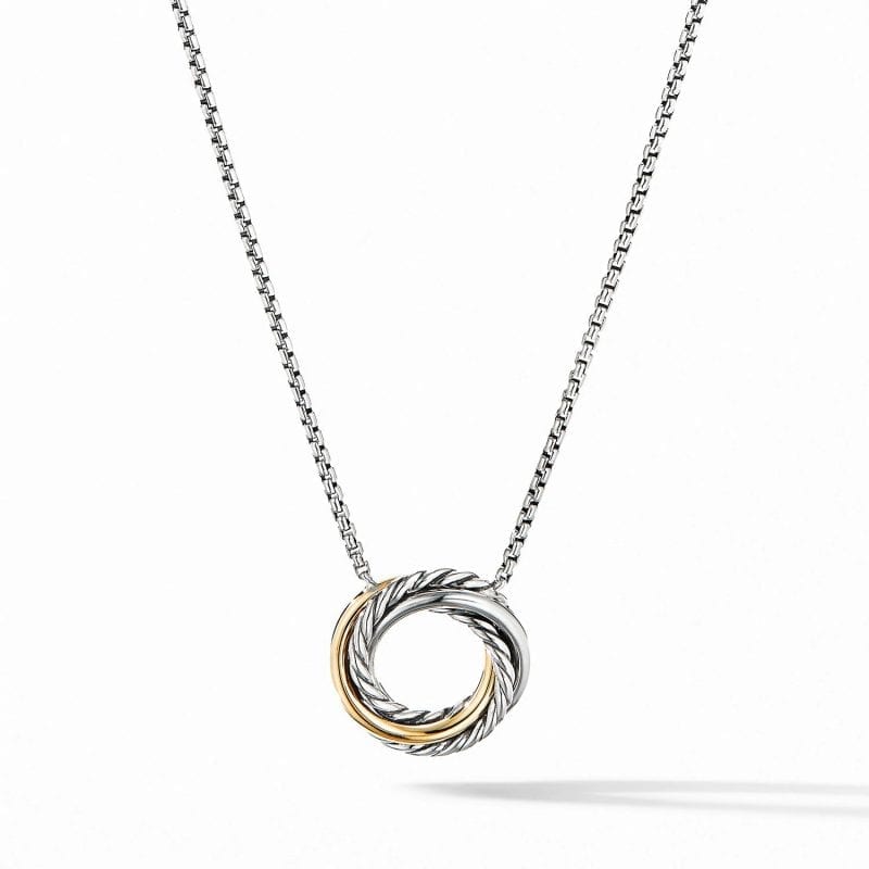 David Yurman Crossover Mini Pendant Necklace with 18K Yellow Gold, 17 IN