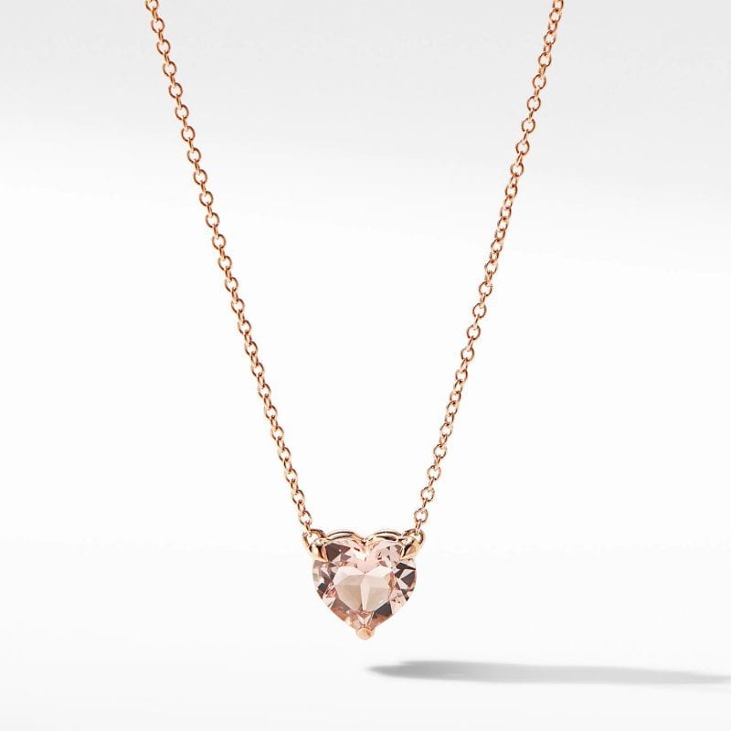 David Yurman Heart Pendant Necklace in 18K Rose Gold with Morganite, 18 IN