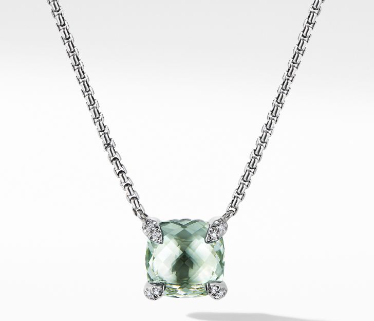 David Yurman Chatelaine Pendant Necklace with Prasiolite and Diamonds, 18 IN
