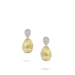 Marco Bicego Lunaria Pave Small Double Drop Earrings in 18kt Yellow Gold