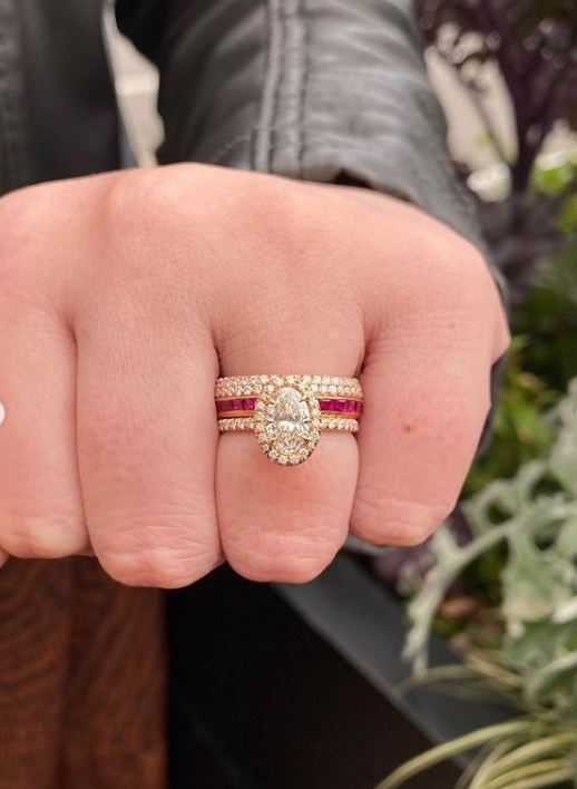 Princess Cut Diamond Cluster Halo Engagement Ring Wedding Set 14K