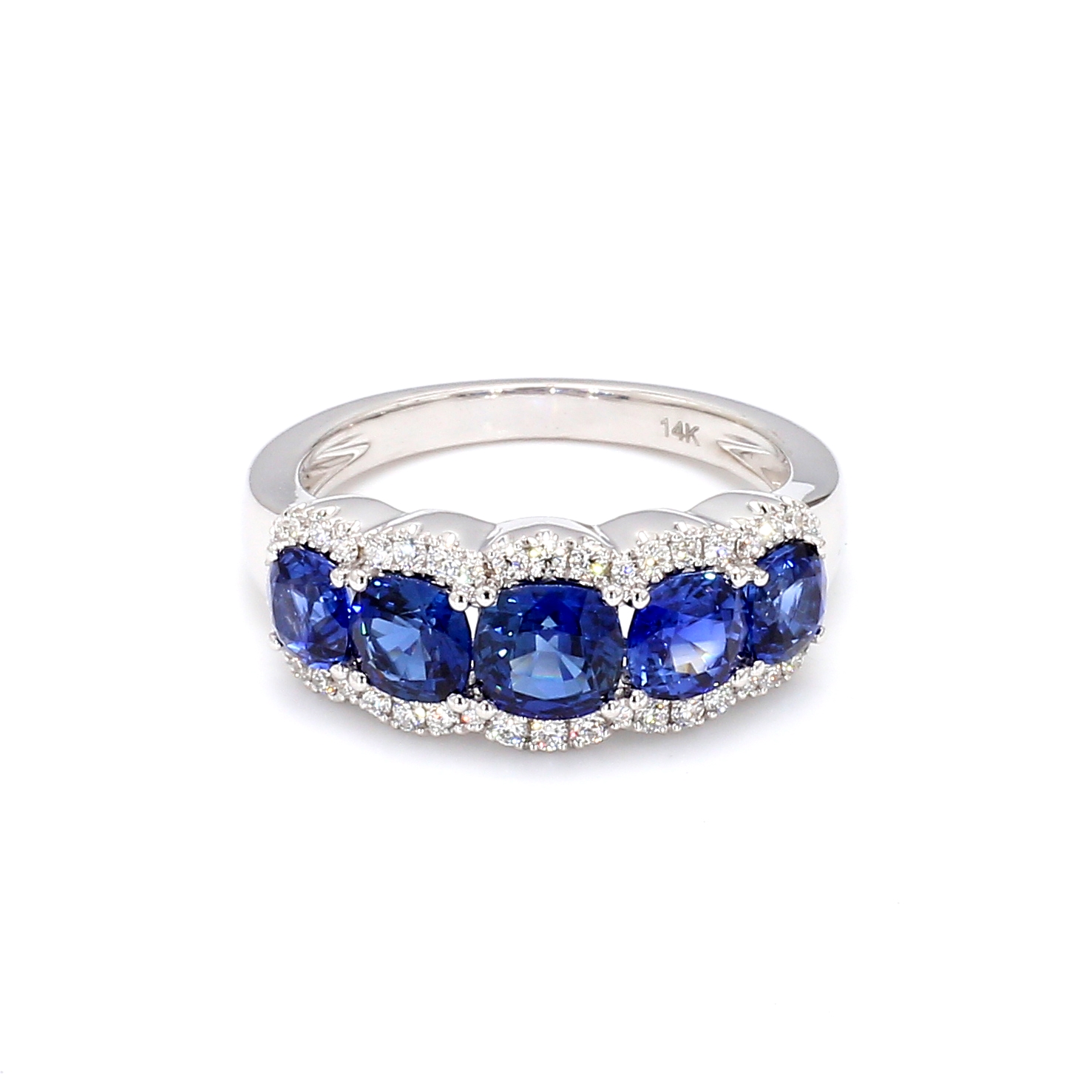 Five Stone Sapphire and Diamond Ring in 14k White Gold – Bailey's Fine ...