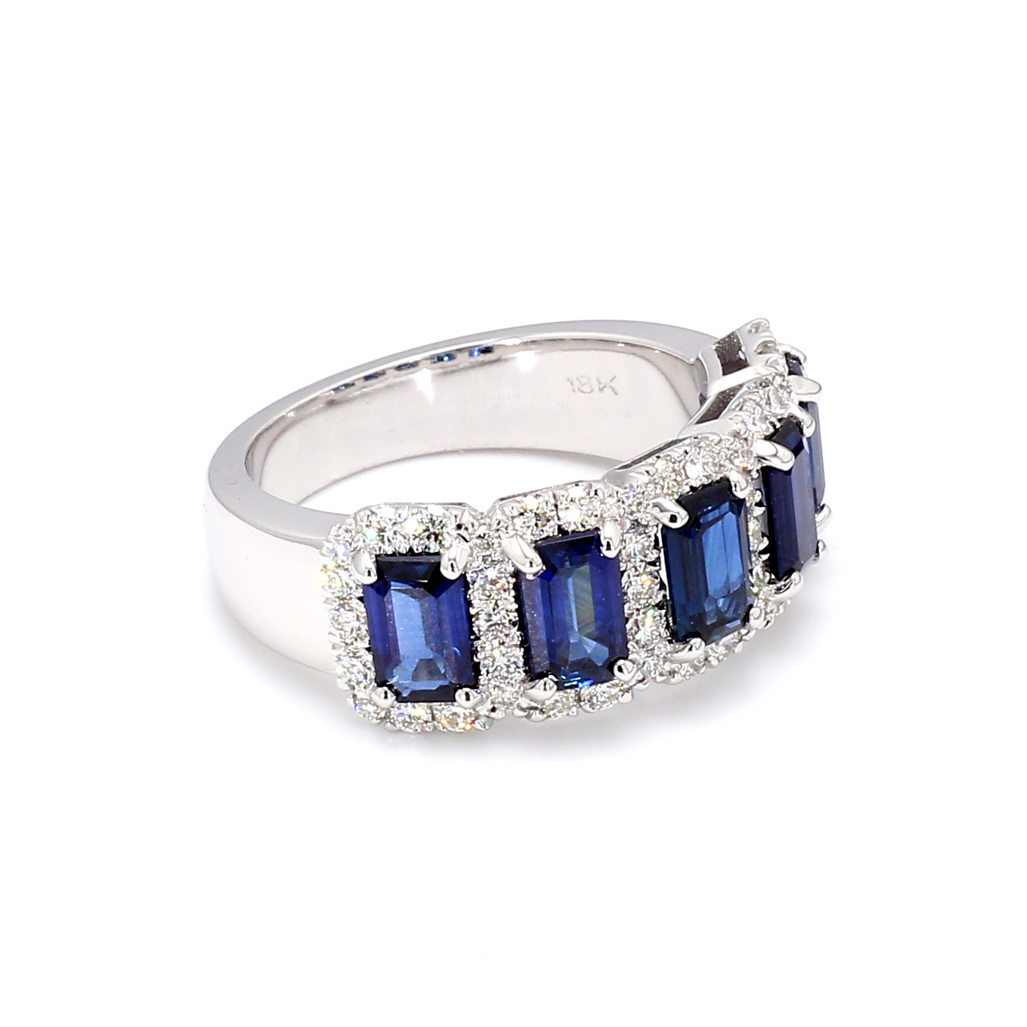 Sapphire and Diamond Halo Ring in 18k White Gold – Bailey's Fine Jewelry