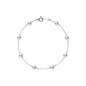 Mikimoto Everyday Essentials Pearl Chain Bracelet in 18kt White Gold, 7'