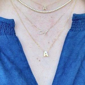 Script Diamond Initial Necklace