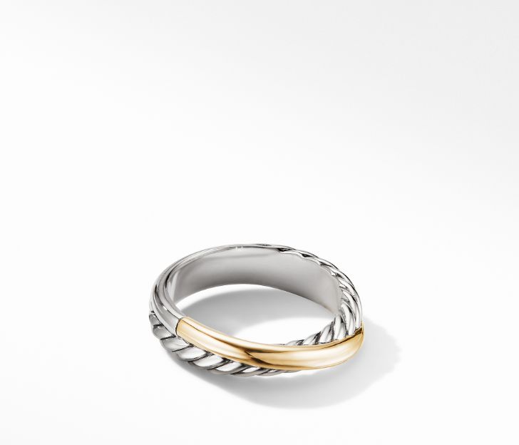 David Yurman Crossover Ring with 18K Yellow Gold, Size 6