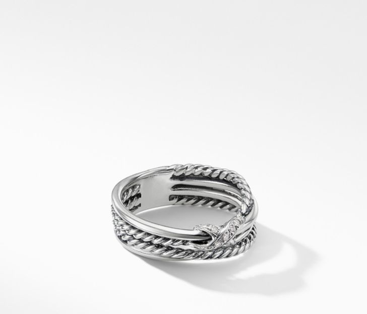 David Yurman X Crossover Ring with Diamonds, Size 6