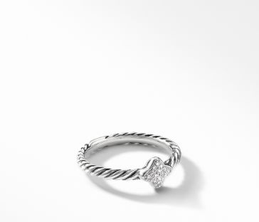 David Yurman Quatrefoil Ring with Diamonds, Size 6