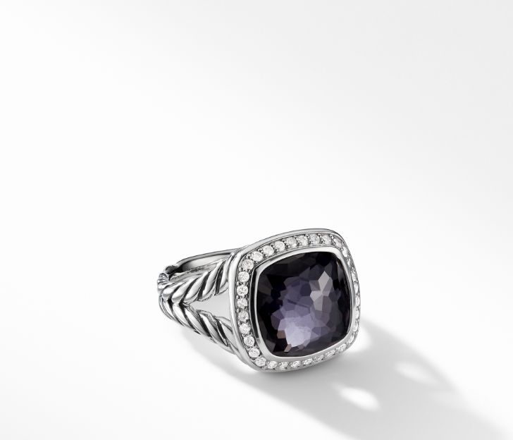 David Yurman Ring with Black Orchid and Diamonds, Size 7