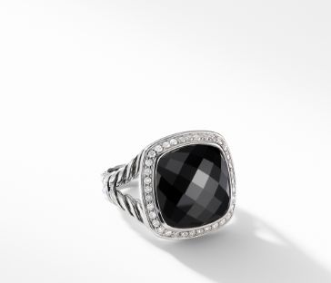 David Yurman Ring with Black Onyx and Diamonds, Size 7