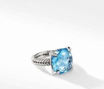 David Yurman Chatelaine Ring with Blue Topaz Diamonds, 14mm, Size 8 ...