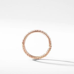 David Yurman Cable Pave Band Ring in 18K Rose Gold with Diamonds, Size 6