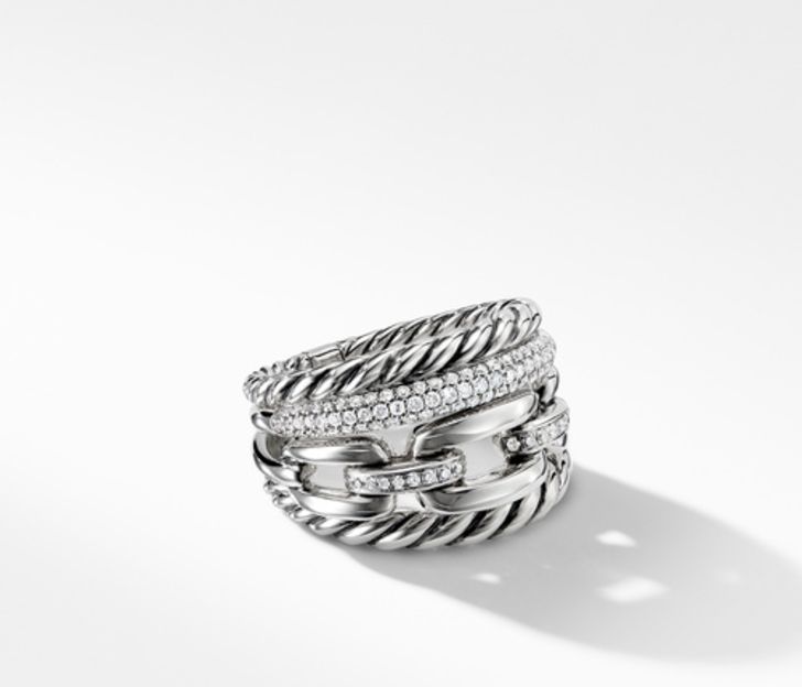 David Yurman Wellesley Four-Row Ring with Diamonds, 16.5mm, Size 6 ...