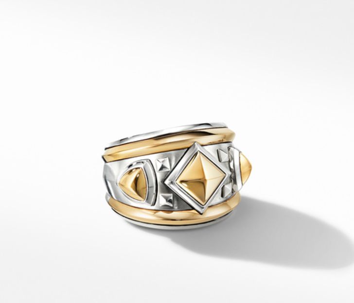 David Yurman Bold Renaissance Wide Ring with 18K Yellow Gold, Size 6